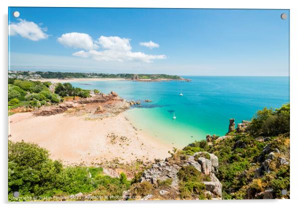 Beauport Bay, Jersey, Channel Islands Acrylic by Justin Foulkes