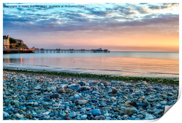 Dawn on LLandudno Beach and pier Print by Helkoryo Photography