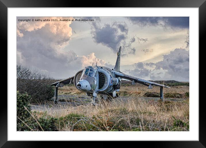 Harrier jump jet, abandoned planes of Predannack  Framed Mounted Print by kathy white