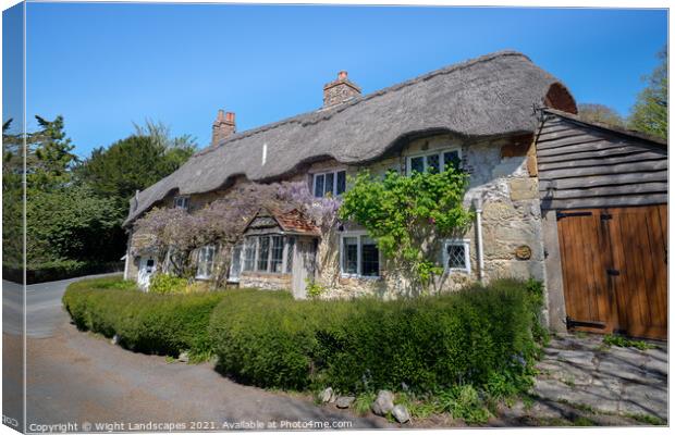 Isle Of Wight Thatched Cottage Canvas Print by Wight Landscapes