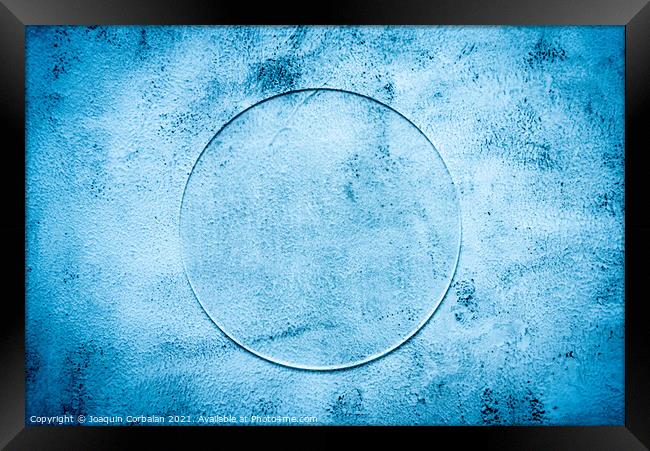 Marble background with a transparent circle in the center of lab Framed Print by Joaquin Corbalan