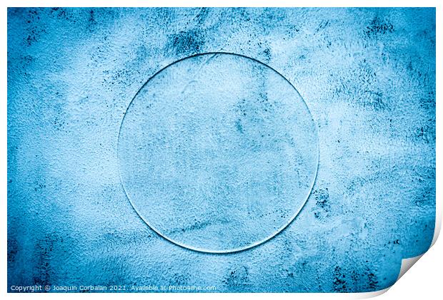 Marble background with a transparent circle in the center of lab Print by Joaquin Corbalan