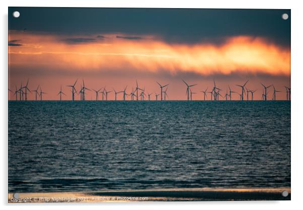 Sunset over the turbines Acrylic by Philip Nightingale