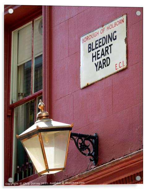 Bleeding Heart Yard in London, UK Acrylic by Chris Dorney