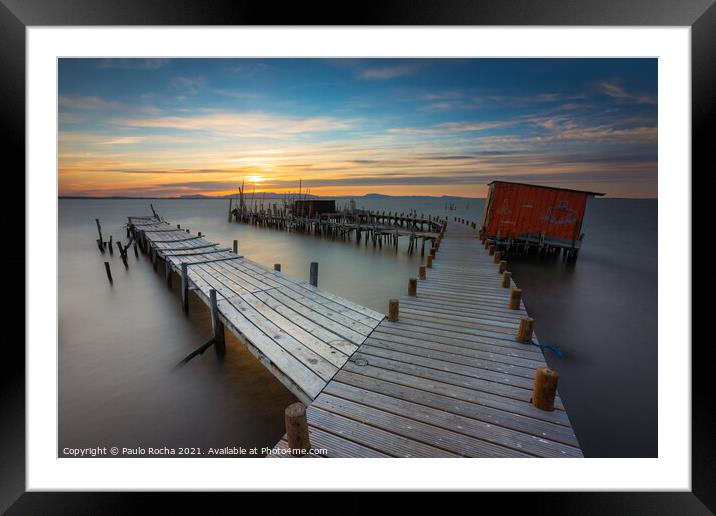 Sunset at Carrasqueira Pier Framed Mounted Print by Paulo Rocha