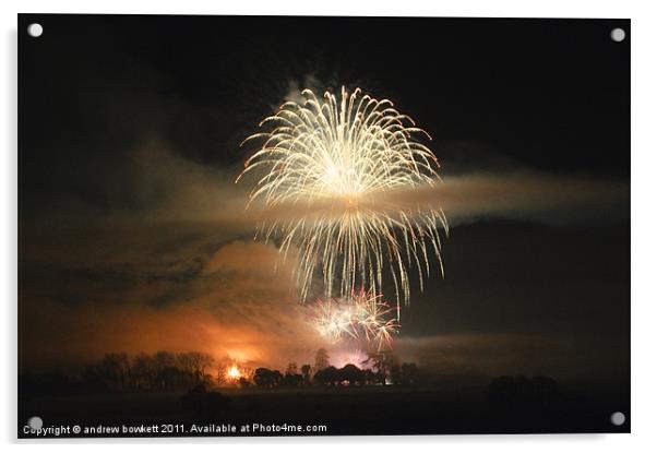 Sherborne castle fireworks Acrylic by andrew bowkett