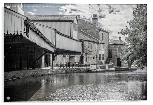  inn on the wharf   burnley  black and white  Acrylic by keith hannant