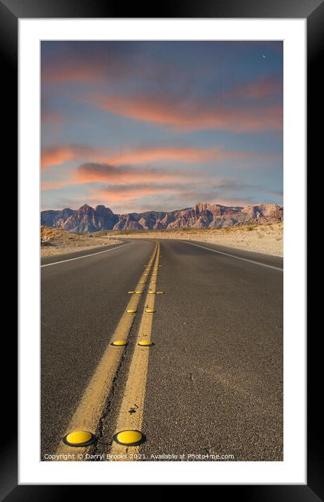 Road Into the Desert at Dusk Framed Mounted Print by Darryl Brooks