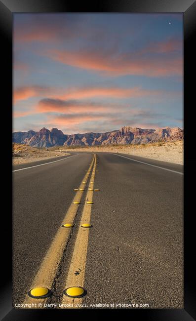 Road Into the Desert at Dusk Framed Print by Darryl Brooks
