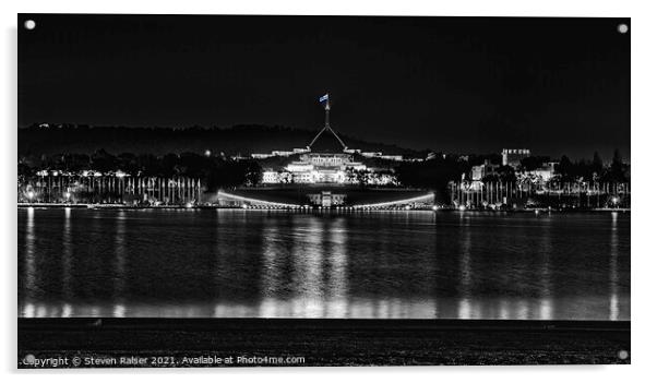 Parliament House  - Canberra - Australia BW  Acrylic by Steven Ralser