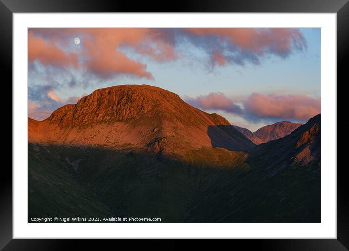 Great Gable sunset Framed Mounted Print by Nigel Wilkins