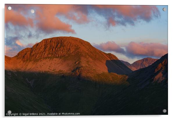 Great Gable sunset Acrylic by Nigel Wilkins