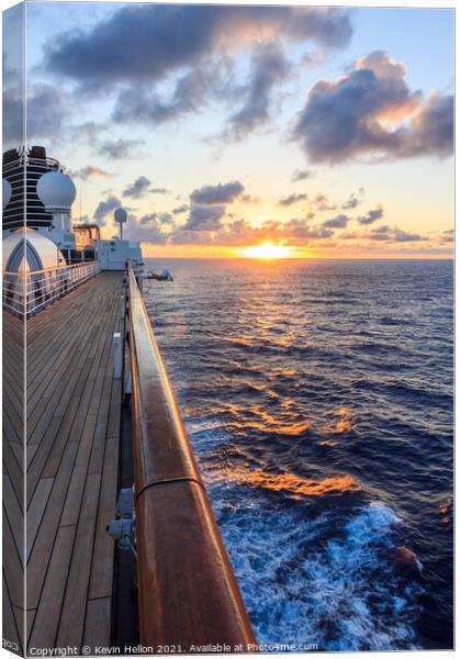 Sunset aboard a cruise ship, South Pacific Canvas Print by Kevin Hellon