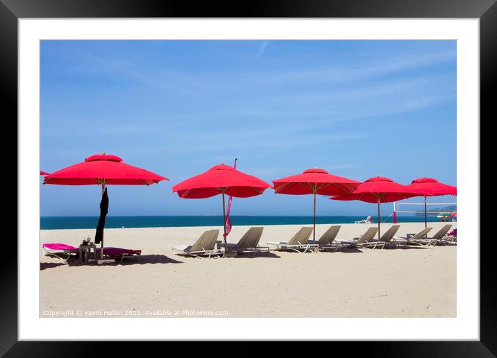 Red parasols Framed Mounted Print by Kevin Hellon