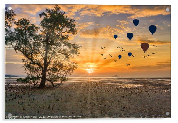 Sunrise, Phang Nga Bay Acrylic by Kevin Hellon