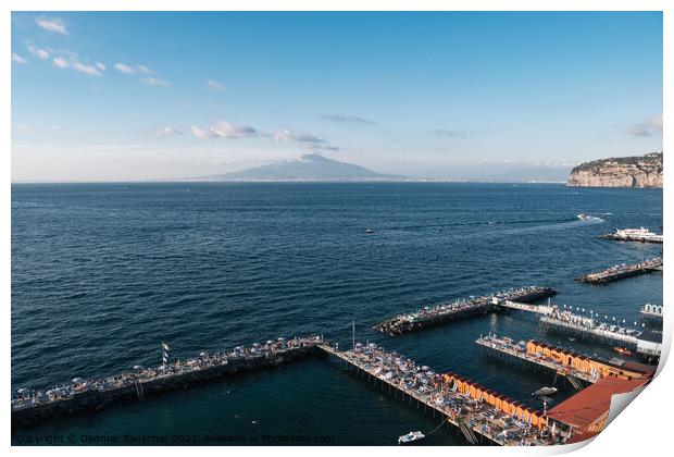 Leonelli's Beach in Sorrento and the Bay of Naples with Mount Ve Print by Dietmar Rauscher