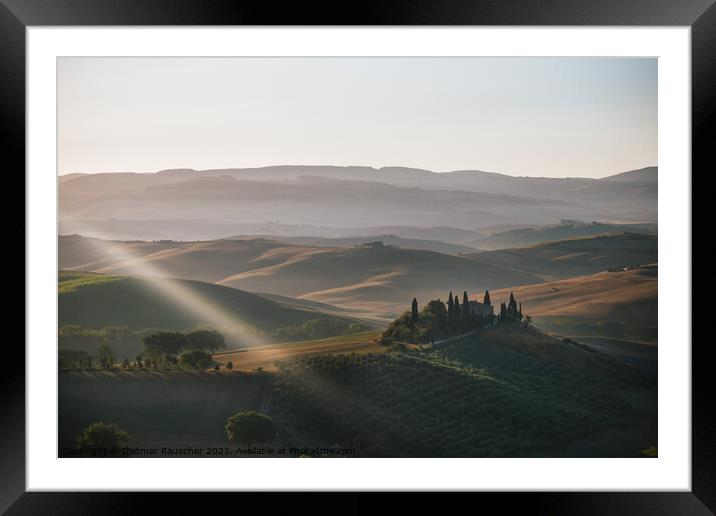 Podere Belvedere Villa in Val d'Orcia Region in Tuscany, Italy   Framed Mounted Print by Dietmar Rauscher