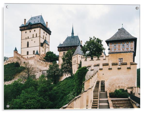 Yard of Karlstejn Castle in Czech Republic  Acrylic by Dietmar Rauscher
