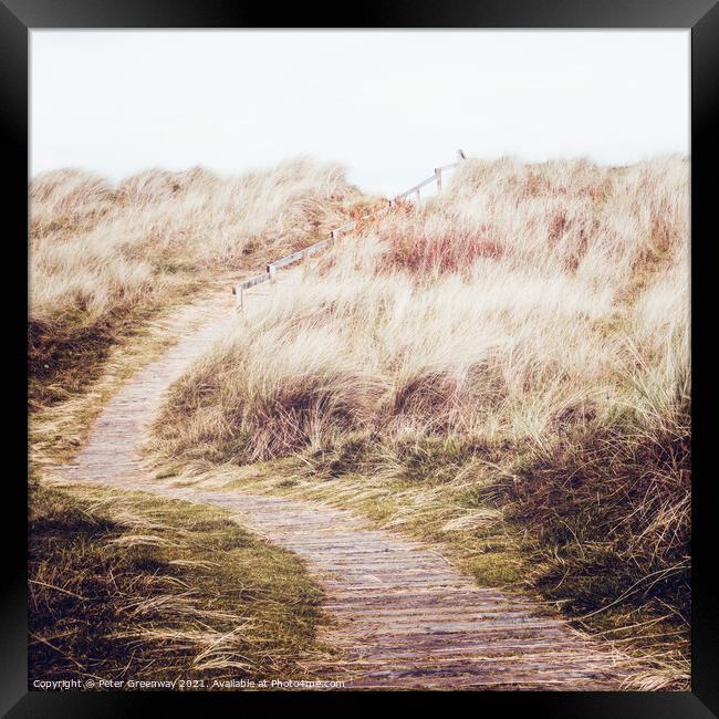 Winding Path To Findhorn Beach, Scottish Highlands Framed Print by Peter Greenway