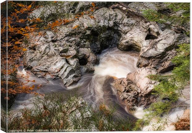River Flowing Through The Gorge At Randolphs Leap Canvas Print by Peter Greenway