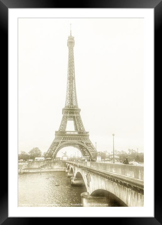 The Eiffel Tower In Winter ( Monochrome ) Framed Mounted Print by Peter Greenway