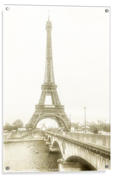 The Eiffel Tower In Winter ( Monochrome ) Acrylic by Peter Greenway