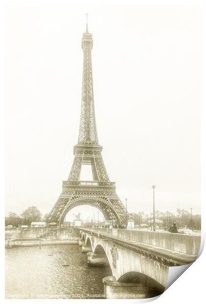 The Eiffel Tower In Winter ( Monochrome ) Print by Peter Greenway