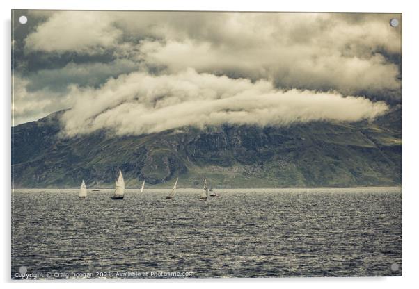 Sail Boats - Isle of Mull Acrylic by Craig Doogan