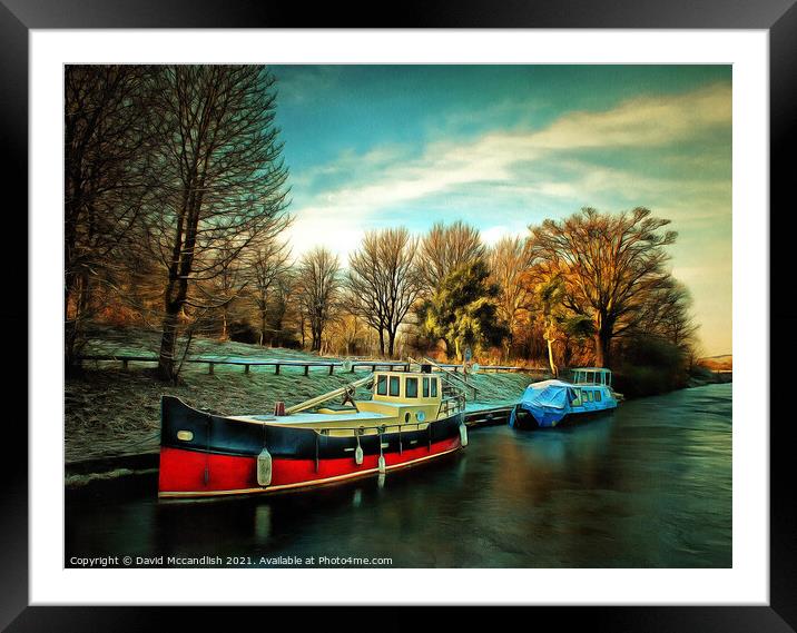 Cold day on Forth and Clyde Canal Framed Mounted Print by David Mccandlish