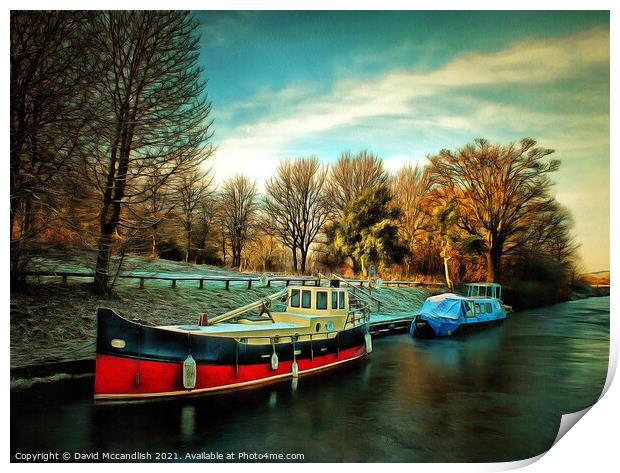Cold day on Forth and Clyde Canal Print by David Mccandlish