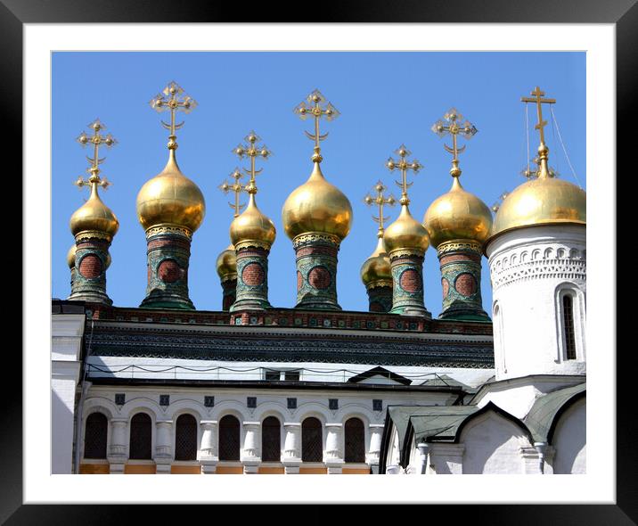 Domes of the Kremlins Churches. Framed Mounted Print by Mikhail Pogosov