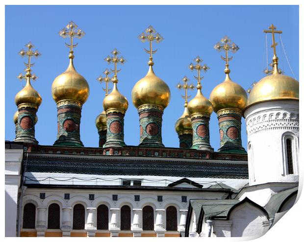 Domes of the Kremlins Churches. Print by Mikhail Pogosov