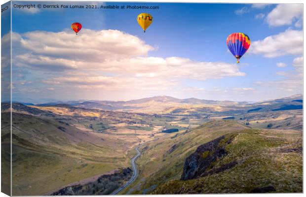 Enchanting Balloon Voyage over Welsh Valleys Canvas Print by Derrick Fox Lomax