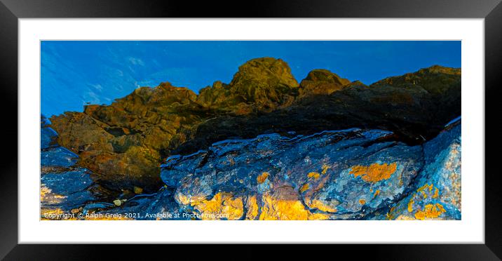 Mountains in a rock pool Framed Mounted Print by Ralph Greig