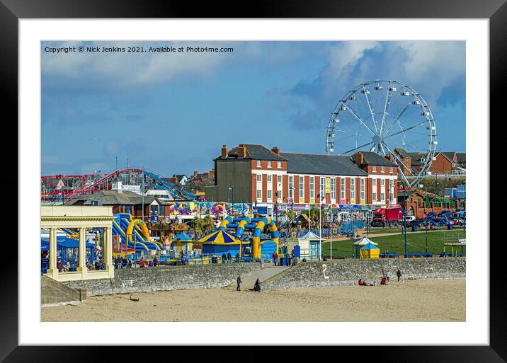 Barry Island Funfair and Whitmore Bay Framed Mounted Print by Nick Jenkins