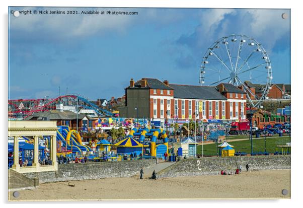 Barry Island Funfair and Whitmore Bay Acrylic by Nick Jenkins