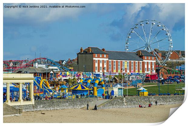Barry Island Funfair and Whitmore Bay Print by Nick Jenkins