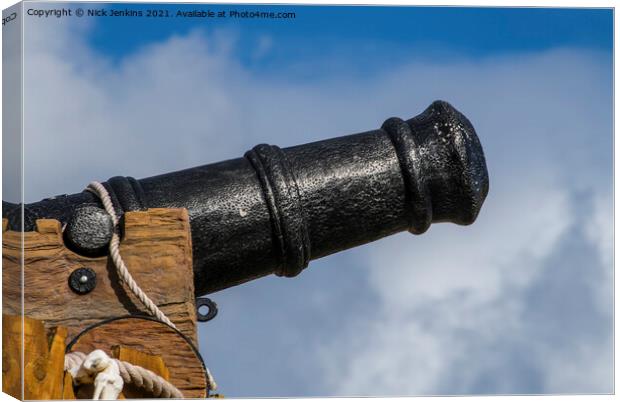 Cannon Pointing out to Sea Barry Island Canvas Print by Nick Jenkins