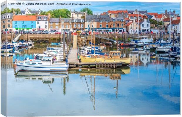 Anstruther Harbour Reflection Canvas Print by Valerie Paterson