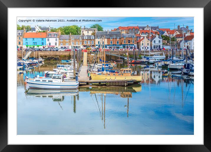 Anstruther Harbour Reflection Framed Mounted Print by Valerie Paterson