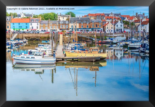 Anstruther Harbour Reflection Framed Print by Valerie Paterson