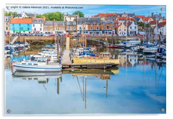 Anstruther Harbour Reflection Acrylic by Valerie Paterson