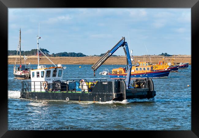 Port of Wells work boat Framed Print by Chris Yaxley