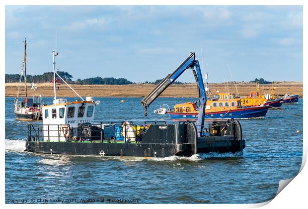 Port of Wells work boat Print by Chris Yaxley