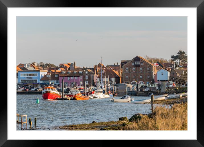 A view towards the quayside of the Port of Wells-Next-The-Sea on the North Norfolk coast Framed Mounted Print by Chris Yaxley