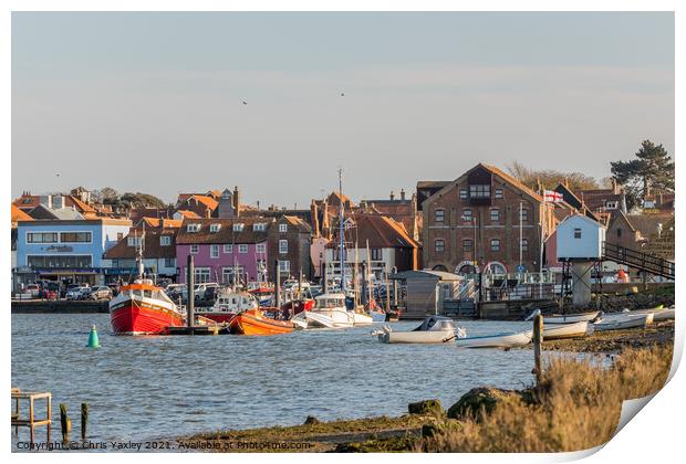 A view towards the quayside of the Port of Wells-Next-The-Sea on the North Norfolk coast Print by Chris Yaxley