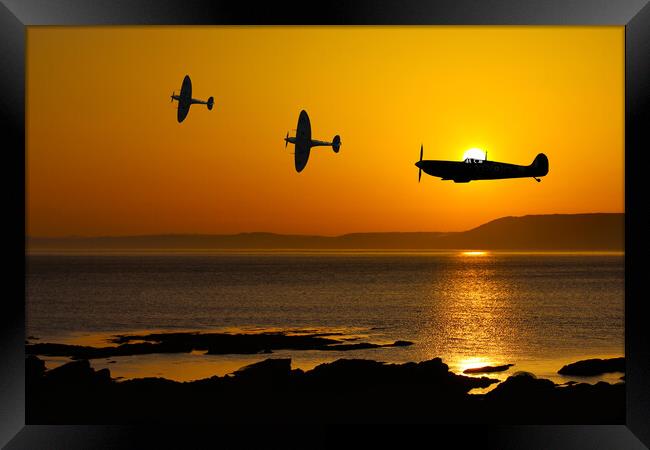 Spitfire at Sunset Framed Print by Oxon Images