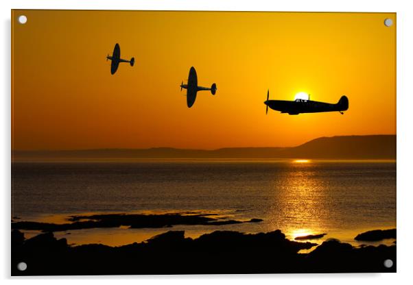 Spitfire at Sunset Acrylic by Oxon Images