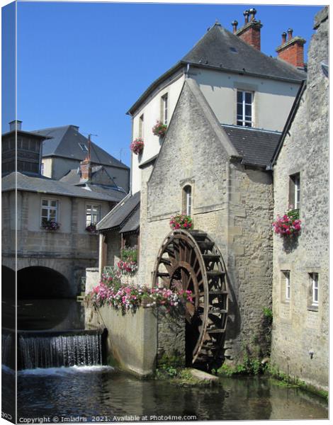 Picturesque Waterwheel, Bayeux, France Canvas Print by Imladris 