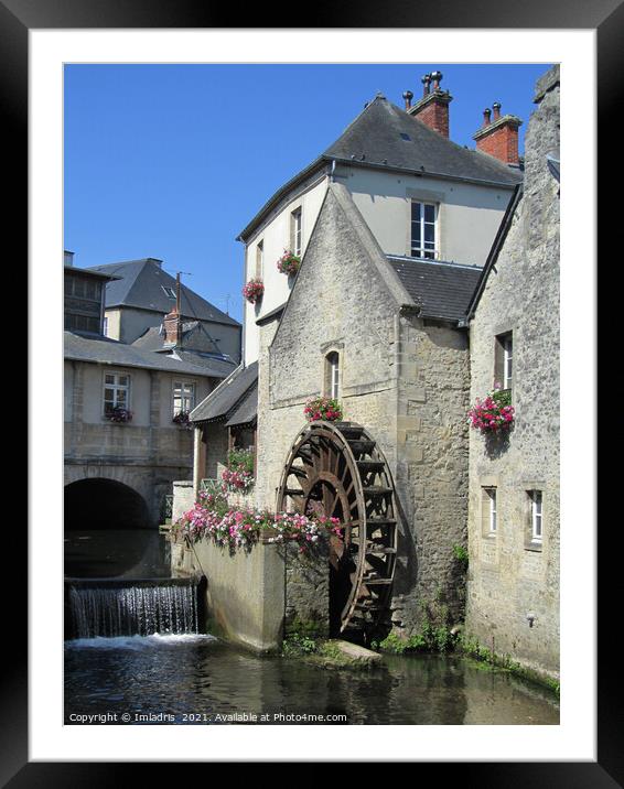 Picturesque Waterwheel, Bayeux, France Framed Mounted Print by Imladris 